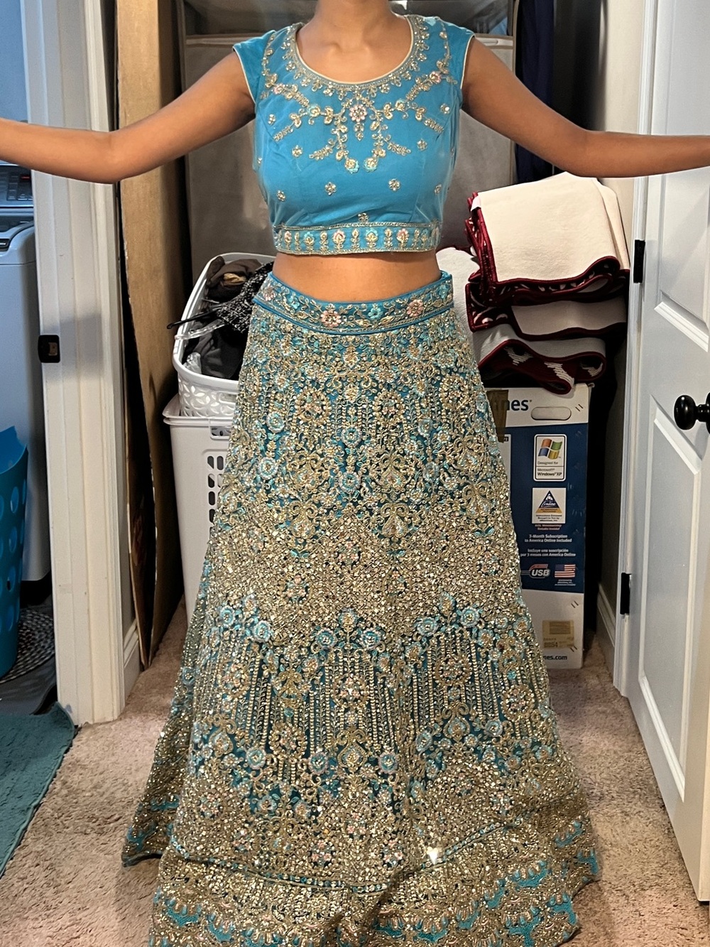 Ethnic Indian Wear Teal Embroidered Lehenga Choli Set